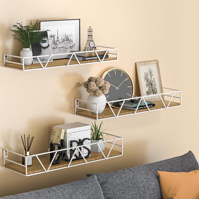 Floating Shelves Set of 3, Home Wood Wall Shelf, Farmhouse Shelf - Image 2