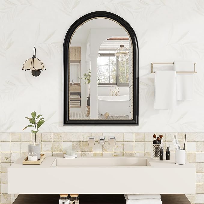 Axeman 24x36 Arched Wall Mirror, Decorative Bathroom Mirror, Traditional - Image 2