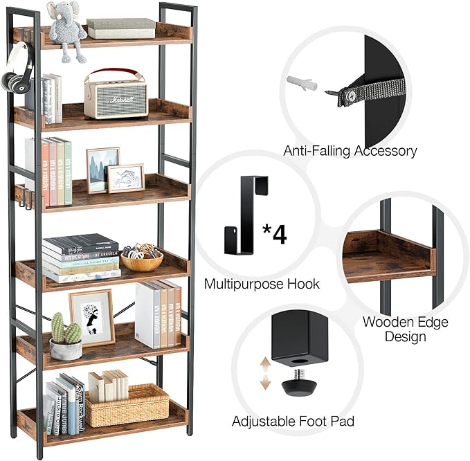 Rolanstar Bookshelf 6 Tier - Image 4