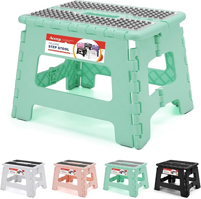 ACSTEP 9 Inch Folding Step Stool 300 LB Capacity Non Slip Foot Stool by ACSTEP
