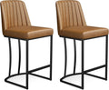 Bar Stools Set of 2, Faux Leather Counter Height Barstools, Upholstered Kitchen by ErdoruLiving