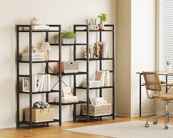 Casaottima Triple 4 Tier Bookshelf, Large Bookcase - Image 3