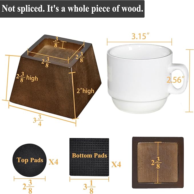 Sopicoz Wooden Furniture Risers Tapered Bed Risers - Image 2