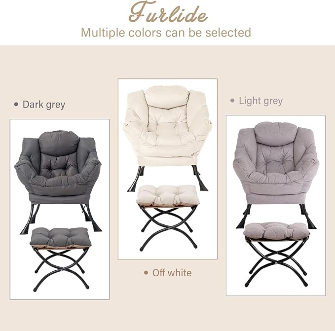 Lazy Chair with Ottoman, Modern Chair with Folding Footrest, Lounge Accent Chair - Image 8