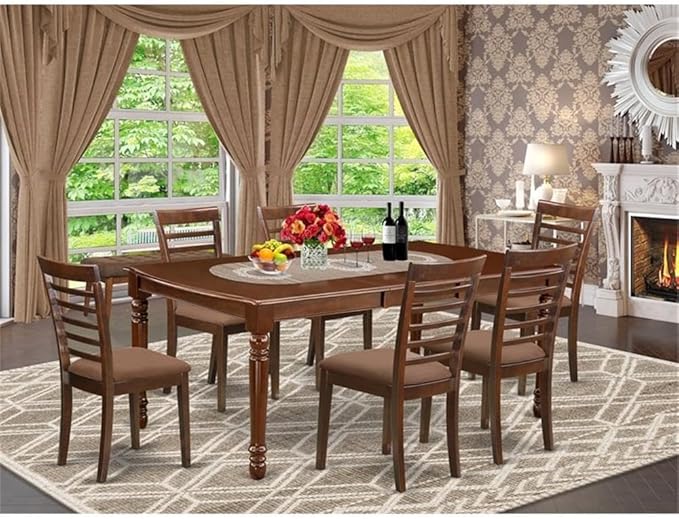 East West Furniture DOML7-MAH-C 7 Piece Kitchen Table & Chairs Set Consist of a - Image 2