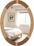 ULIKE Oval Rattan Wall Mirror, 22x30 Inch Rustic Farmhouse Wall Decor by ULIKE