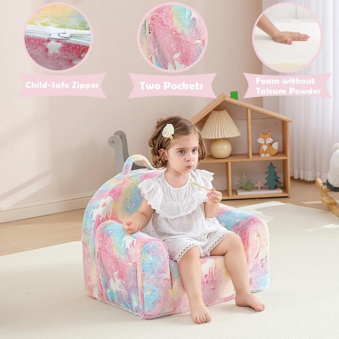 Toddler Chair Comfy, Toddler Couch Fold Out, 2-in-1 Kids Chair, Flip Out Kids - Image 4