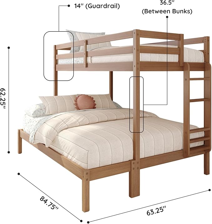 Grain & Grove Bear Twin XL Over Queen Bunk Bed, Sturdy Bunk Bed Frame - Image 2