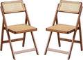 Rattan Folding Chairs, Modern Mid Century Dining Chairs Set of 2, Outdoor by Furlide