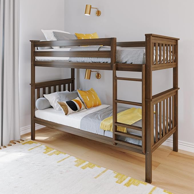 Max & Lily Bunk Bed Twin over Twin, Solid Wood Bunk Bed Frame by MaxLily