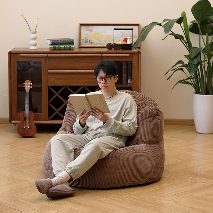 N&V Large Crescent Bean Bag Chair, Adult Size Bean Bag Sack, Foam Filling - Image 3