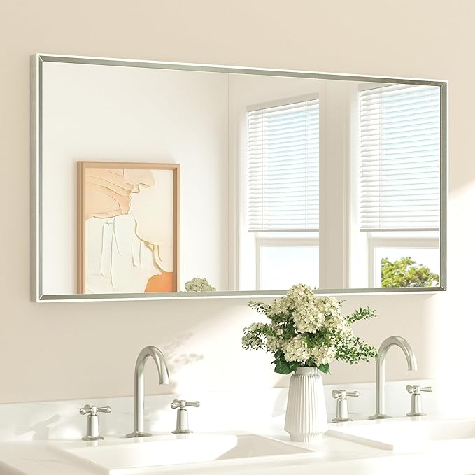 TETOTE Brushed Nickel Bathroom Mirror by TETOTE