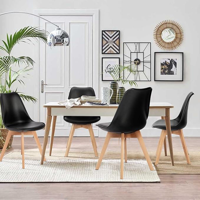 OLIXIS Set of 4 Dining Kitchen Mid-Century Modern Chairs - Image 4