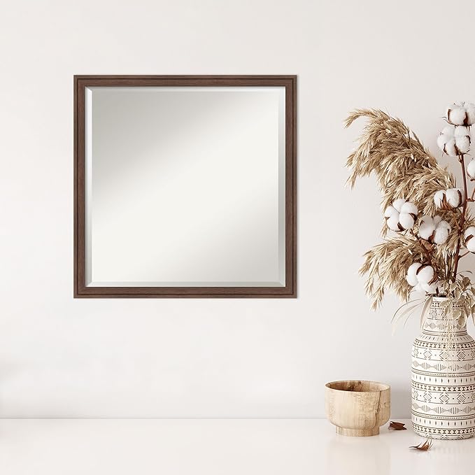 Amanti Art Brown Wall Mirror 22x22 Florence Medium Brown Square Bathroom Mirror - Image 5