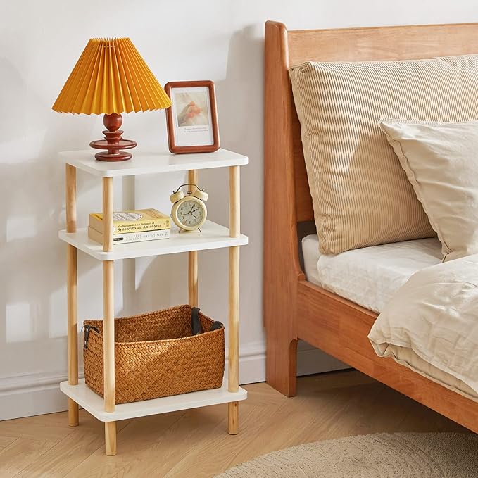 IBUYKE 3-Tier Side Table, Solid Wood Tall End Table - Image 4
