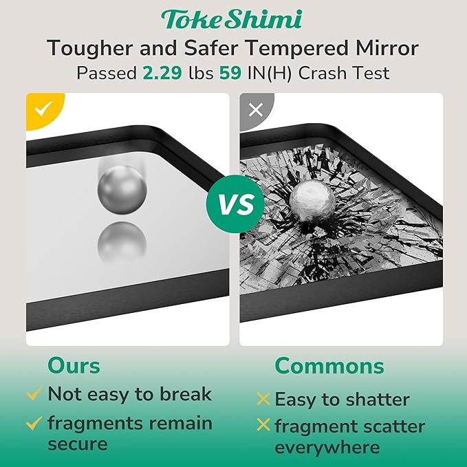 TokeShimi 24x36 Black Bathroom Mirror, Wall Mirror - Image 5