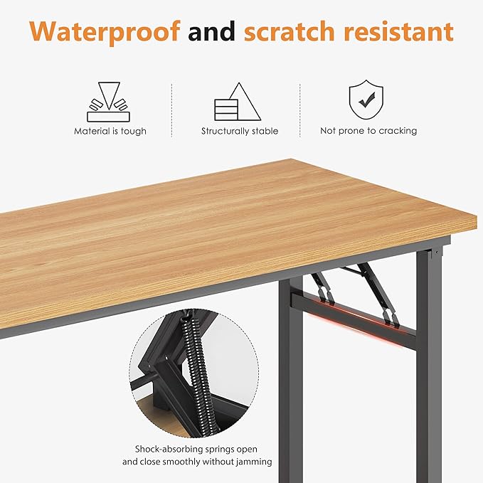 DlandHome Large Computer Desk, Folding Desk, Decent and Steady Home Office - Image 4