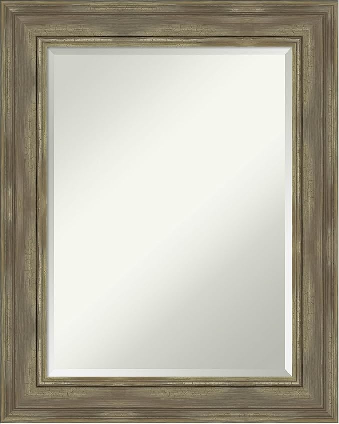 Amanti Art Grey Wall Mirror 30x24 Alexandria Greywash Rectangle Bathroom Mirror by AmantiArt