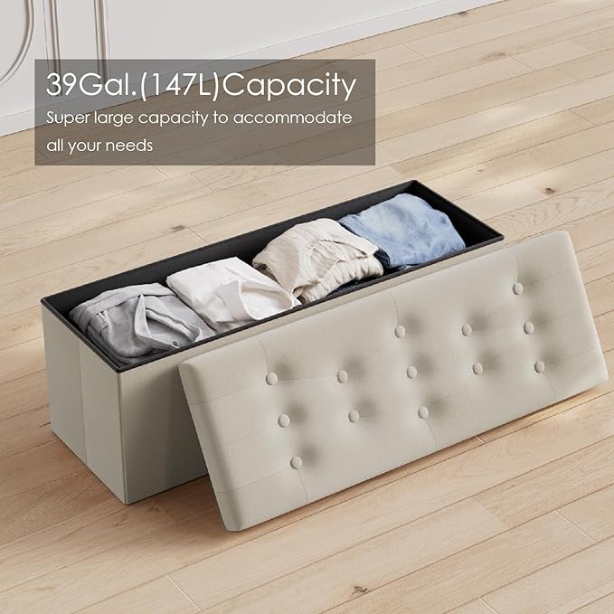 PRANDOM Jumbo Ottoman with Storage Velvet Folding Small Square Foot Stool with - Image 6
