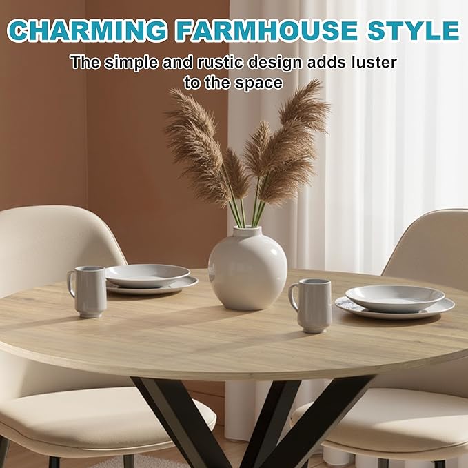 31.5" Round Dining Table for 4, Modern Small Dinner Table Farmhouse Round - Image 4