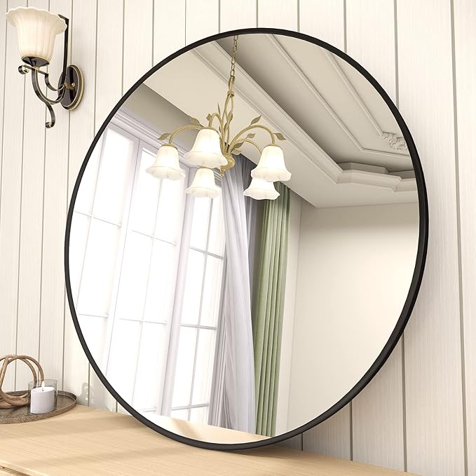 BEAUTYPEAK 18 Inch Round Mirror, Metal Frame Circle Mirror, Wall Mounted - Image 7