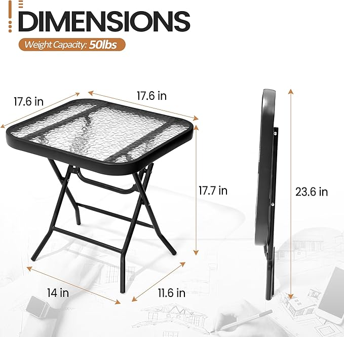 Foldable Outdoor Side Table - Image 2