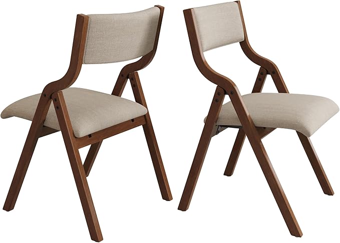 Folding Dining Chairs Set of 2, Upholstered Kitchen Chair - Image 5