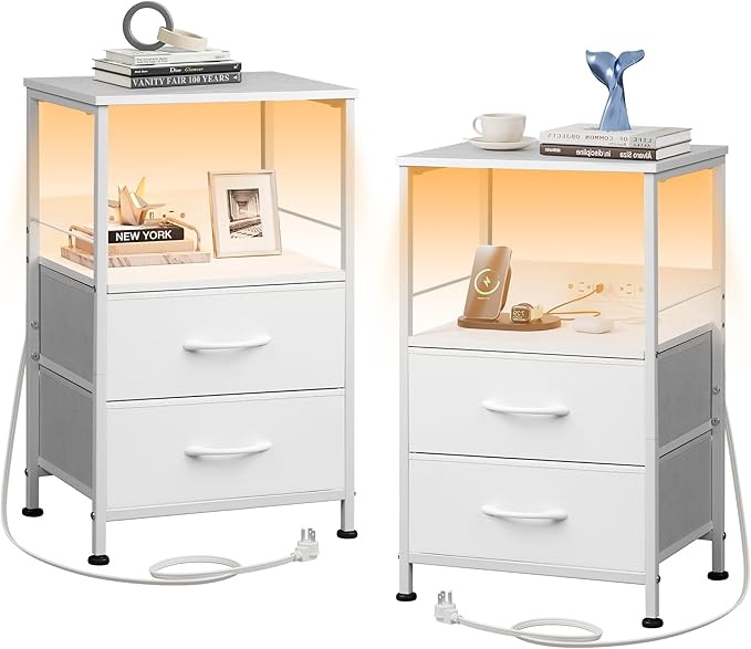 WLIVE White Night Stand Set of 2 by WLIVE