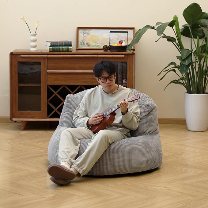 N&V Large Crescent Bean Bag Chair, Adult Size Bean Bag Sack, Foam Filling - Image 5