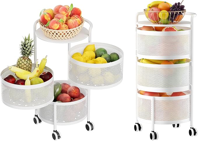 JAQ Vegetables Storage Basket, Rotating Storage Shelves Basket Carts Rack by JAQ-BuyNow