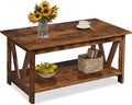 WLIVE Coffee Table with Storage Shelf, 39.4" Farmhouse Coffee Table with by WLIVE
