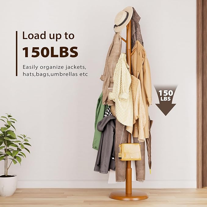 Solid Wood Coat Rack Freestanding Coat Tree - Image 8