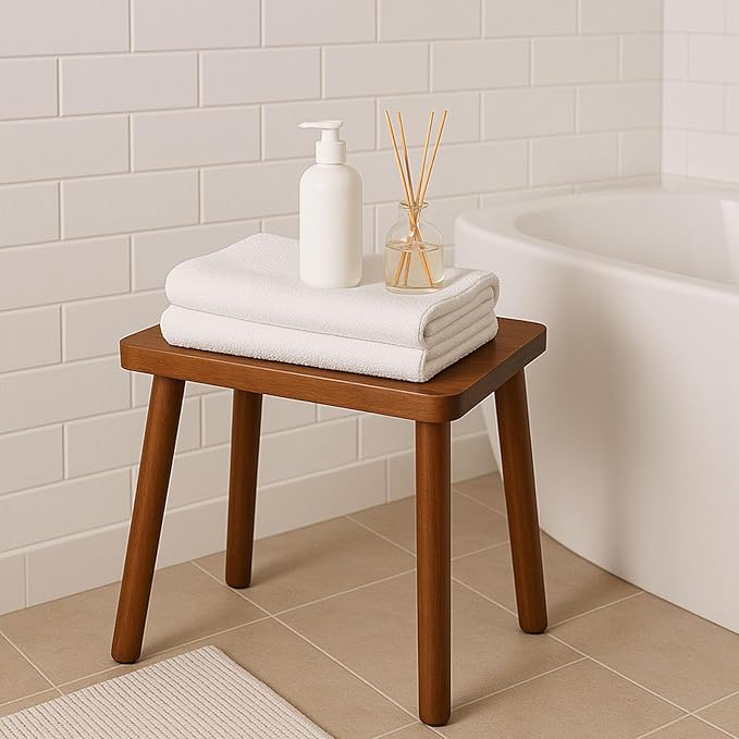 13.4inch Wooden Step Stool for Adults, Small Wooden Stool - Image 2