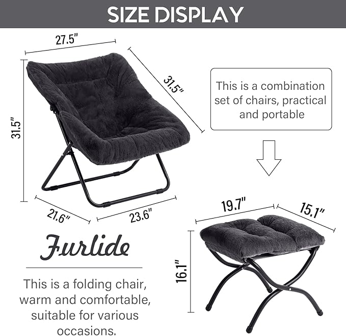 Oversized Folding Faux Fur Chair - Image 3