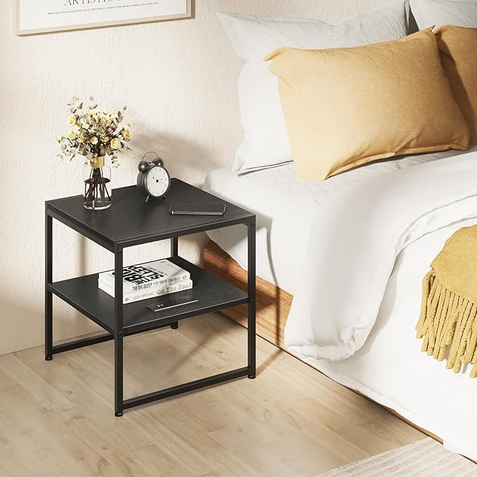 Tatub 20" End Table with Charging Station, Industrial Square Side Table with - Image 4