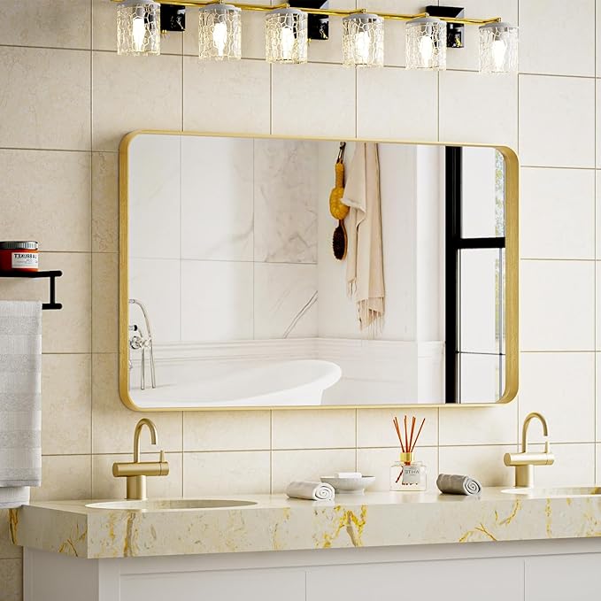 Bathroom Mirror 24x32 inch, Modern Round Corner Bathroom Vanity Mirror - Image 6
