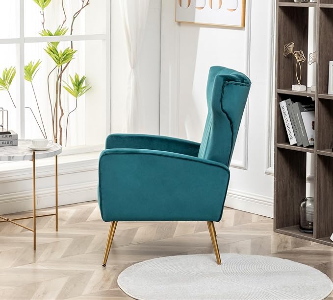 Container Furniture Direct Modern Velvet Accent Chair, Channel Tufted Bedroom - Image 8