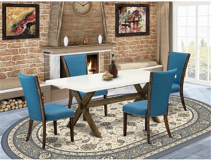 East West Furniture X727VE721-5 5 Piece Modern Dining Table Set Includes a - Image 2