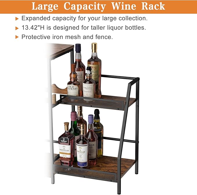 Liquor Cabinet with Fences, Wine Rack Freestanding Floor, 4 Tier Trapezoidal - Image 2