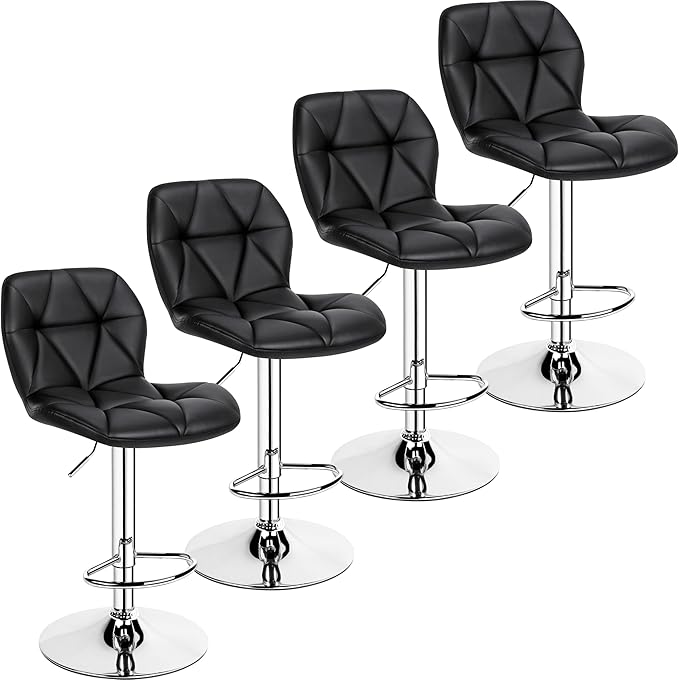 Yaheetech Bar Stools Set of 4, Adjustable PU Leather Swivel Barstools, Modern by Yaheetech