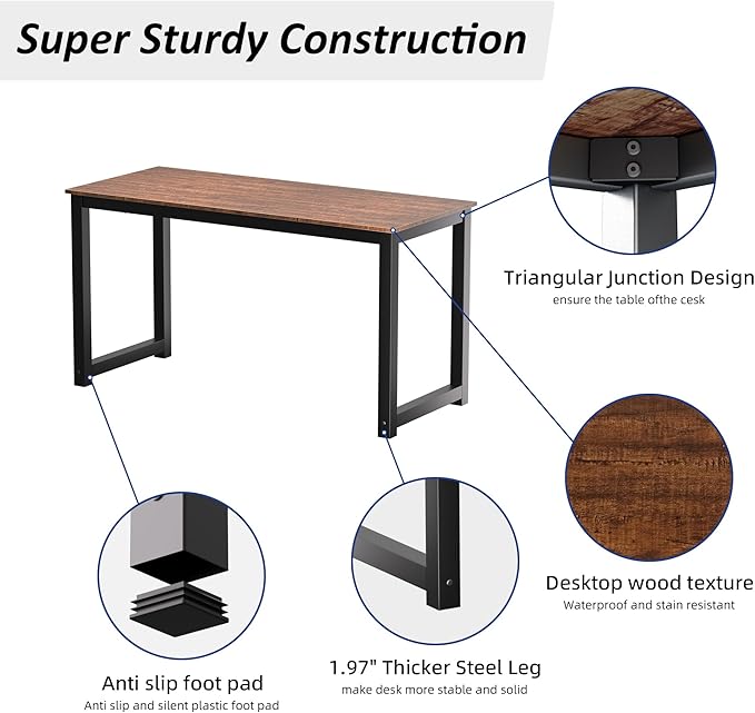 Decoholic 55 Inch Computer Desk, Home & Office PC Laptop Study Writing Table - Image 4