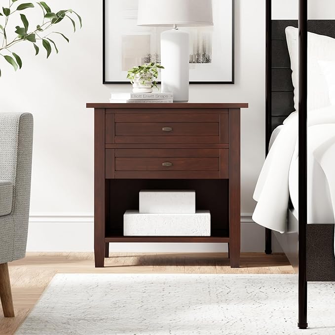 SIMPLIHOME Warm Shaker SOLID WOOD 24 Inch Wide Transitional Bedside Nightstand - Image 2