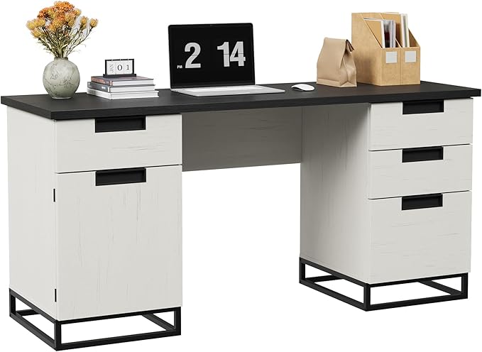 Garvee 59" Farmhouse Executive Desk, Home Office Desk by Garvee