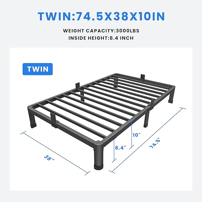 MAF 10 Inch Twin Size Metal Platform Bed Frame - Image 2