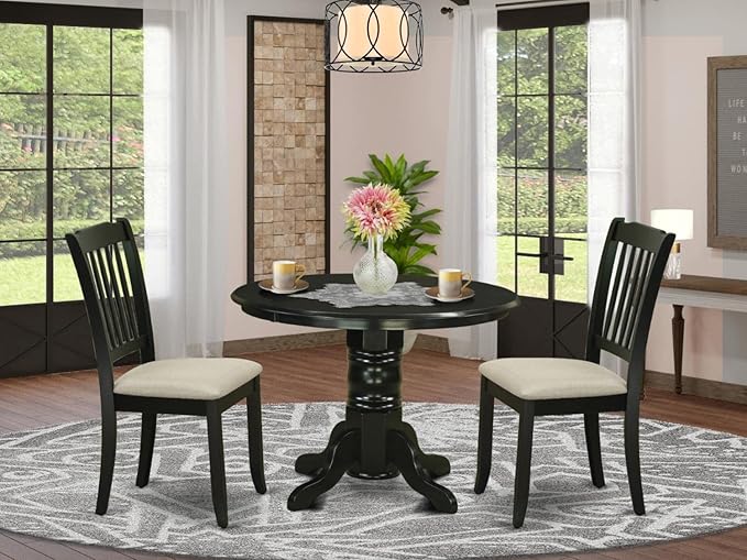 East West Furniture SHDA3-BLK-C 3 Piece Dining Table Set - Image 7