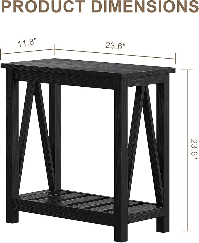 ChooChoo Farmhouse End Table, Narrow Side Table, Slim End Table - Image 3