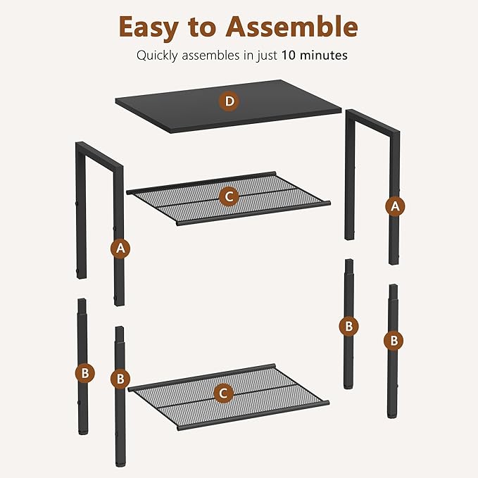 Hoctieon 3 Tier End Table, Telephone Table, Tall Side Table - Image 8