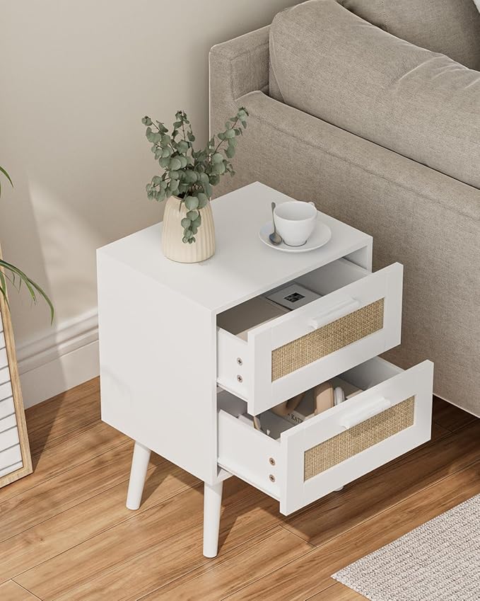 Masupu Rattan Night Stand, Modern nightstand Boho Bedside Table - Image 3