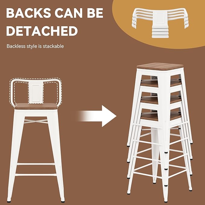 Yongchuang 24 inch Barstools Set of 2 Counter Height Bar Stools Farmhouse - Image 6