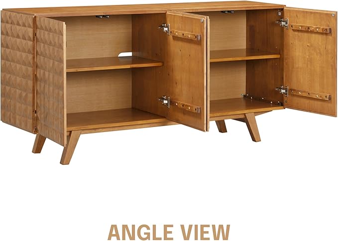 NTC Sapa Mid-Century Modern Solid Wood Sideboard – 4-Door Accent Buffet Cabinet - Image 8